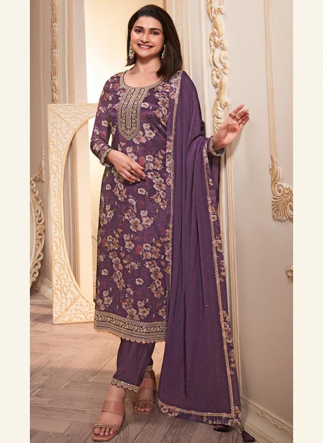 Chinon Purple Daily Wear Digital Print Salwar Suit